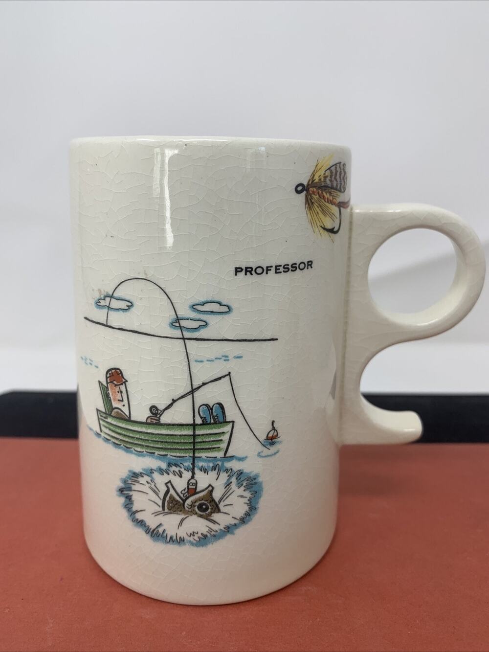 Studio Art Ceramic Mug Fishing Themed 4” Tall With Handle